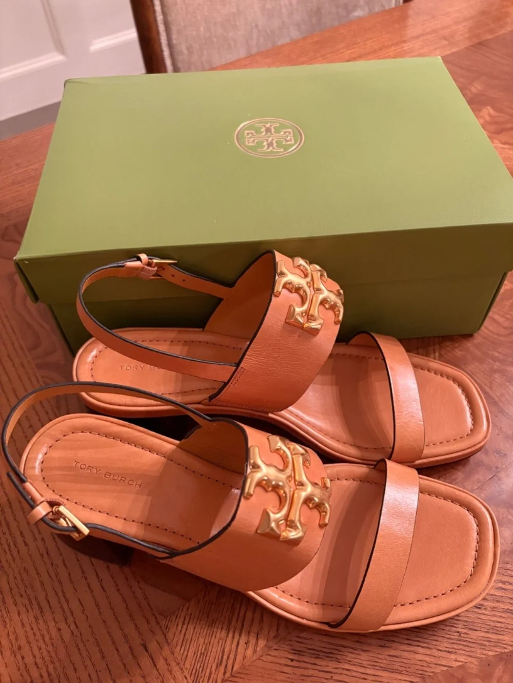 Tory Burch Vachetta Leather Eleanor Sandals 10.5 M